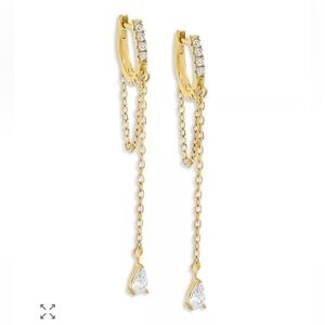 By Adina Eden Dangling Marquise Drop Chain Huggie Earrings
